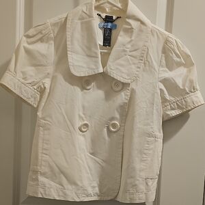 Cream Double-Breasted Short Sleeve Jacket